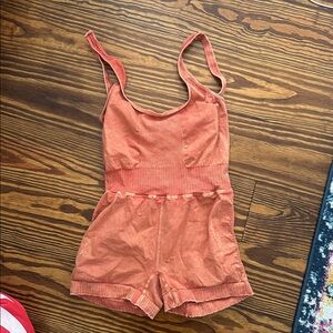 Free People Coral Jumpsuit with Criss-Cross Back